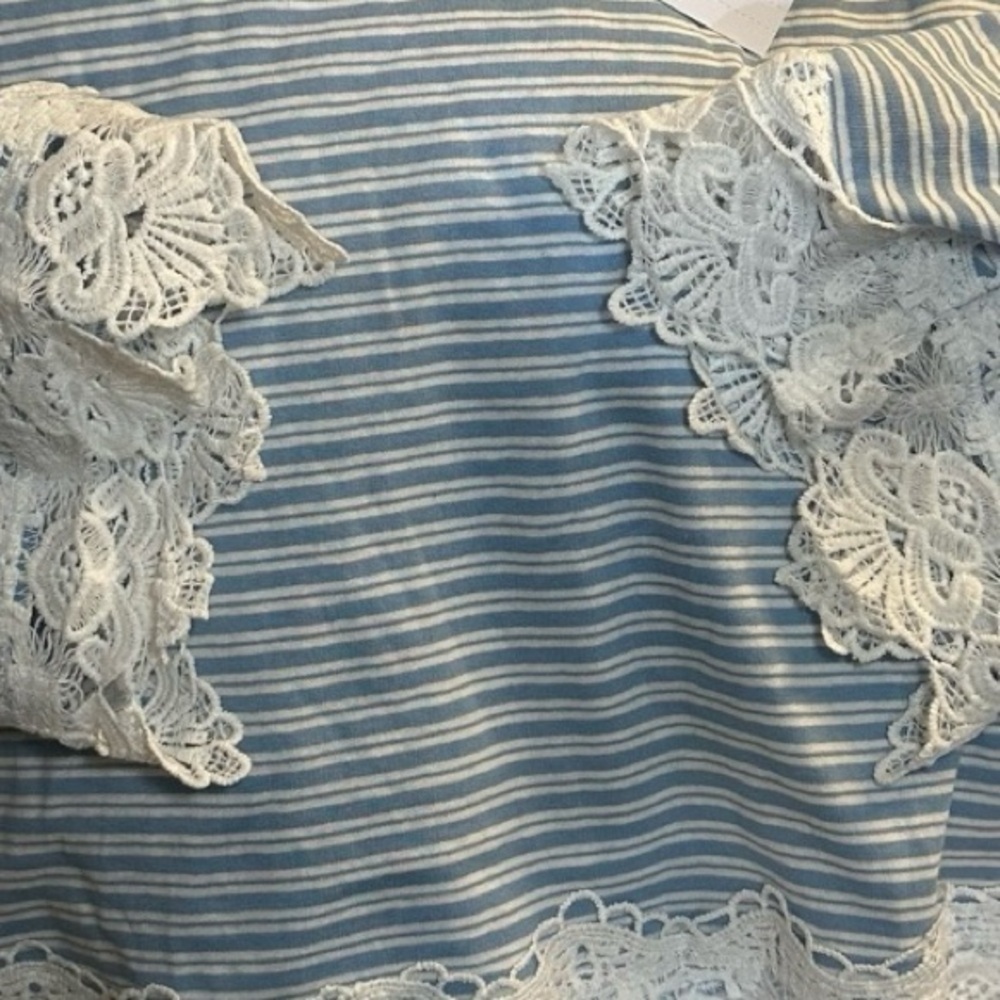 Topshop Blue White Stripe Lace Hem Crop Top NWT Size 6 - Picture 7 of 8